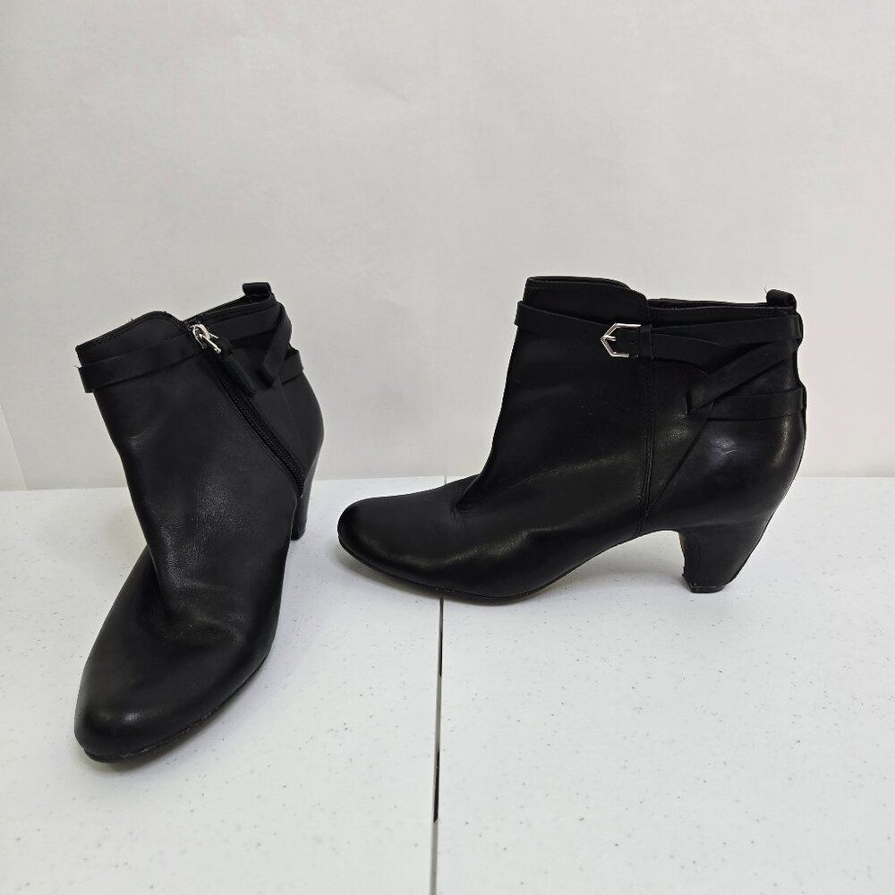 Sam Edelman Booties Maddox 9 Black Leather Ankle Boots Strappy Short